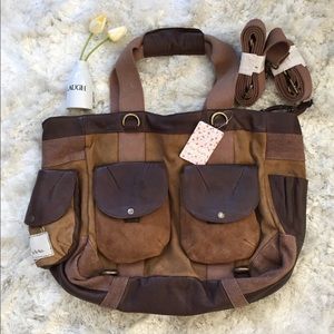 New Free People brown combo bag new whit t…